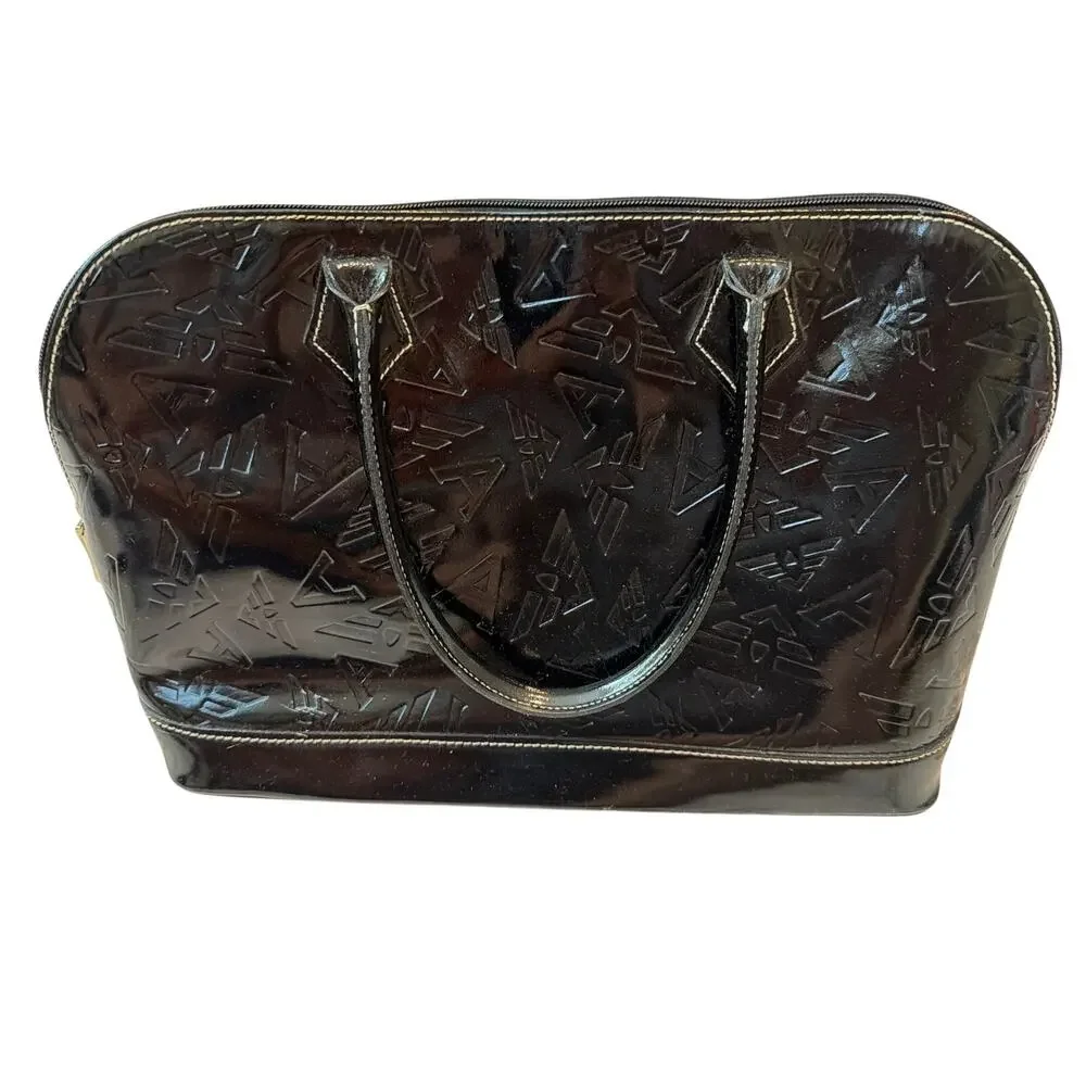 ARCADIA Leather Womens Black Handbag Satchel Bag Made In Italy Classic Chic